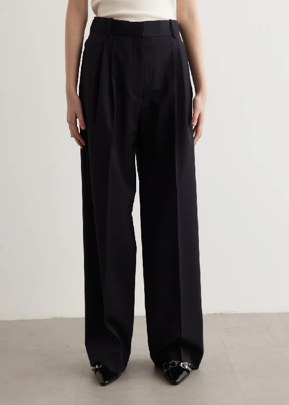 Wide Leg Pleated Trousers