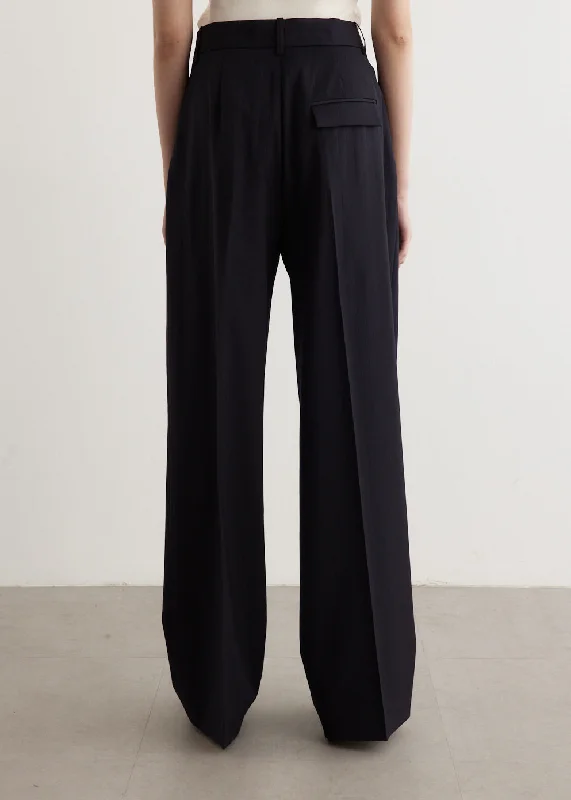 Wide Leg Pleated Trousers