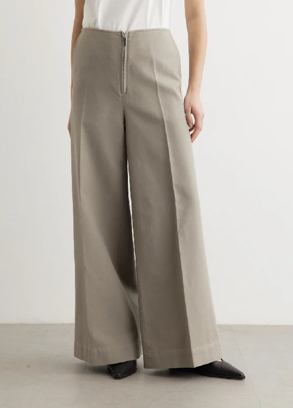 Zip Front Wide Trousers