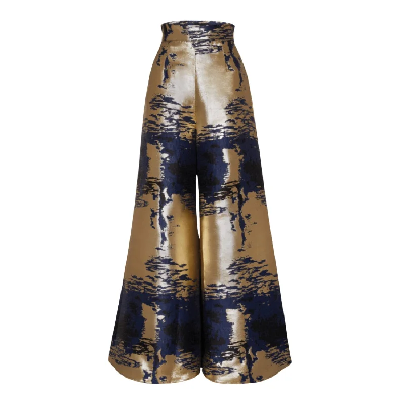 Blue Jacquard Zola Pants