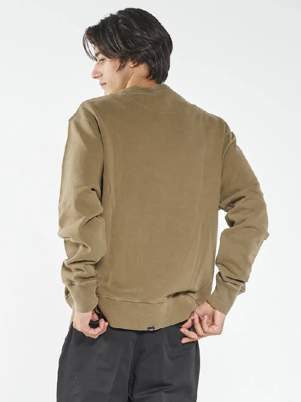 Palm Oval Embro Oversize Crew  - Elmwood