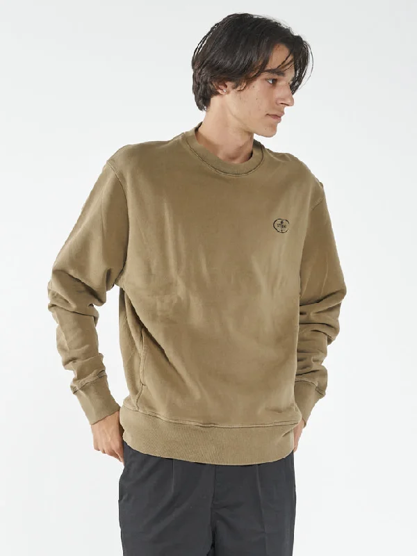 Palm Oval Embro Oversize Crew  - Elmwood