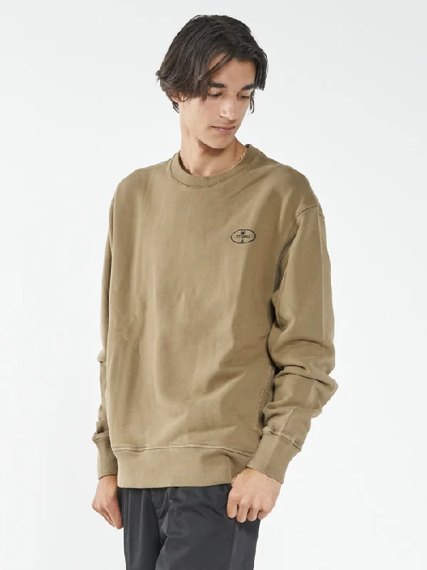 Palm Oval Embro Oversize Crew  - Elmwood