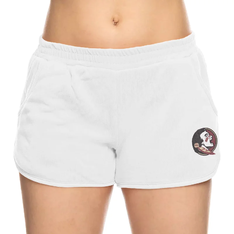 ZooZatz Women's Seminole Logo/Noles Fleece Short - White