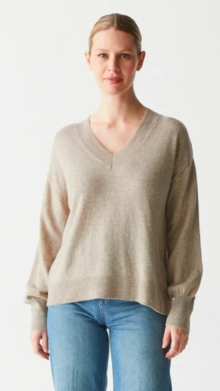 ODETTE V-NECK SWEATER - OATMEAL