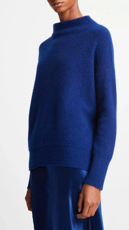 BOILED CASHMERE FUNNEL NECK PULLOVER - CASPIAN - FINAL SALE