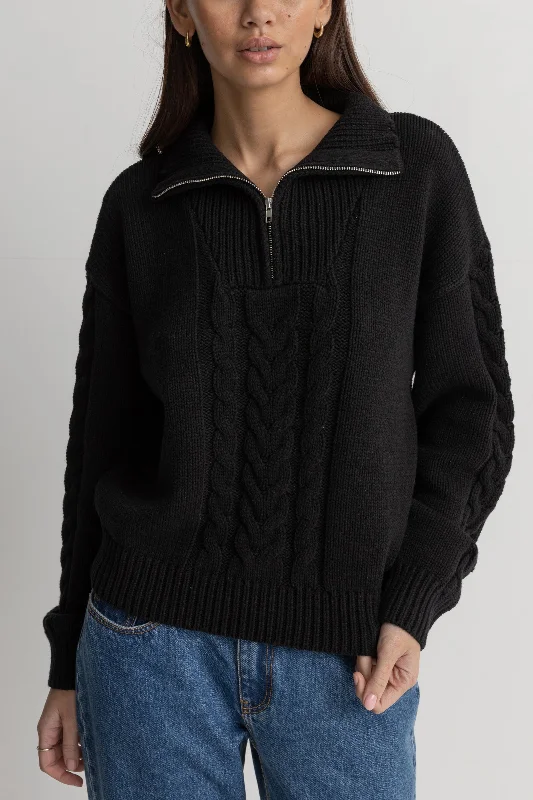 Cabelled Vintage Zip Knit Black