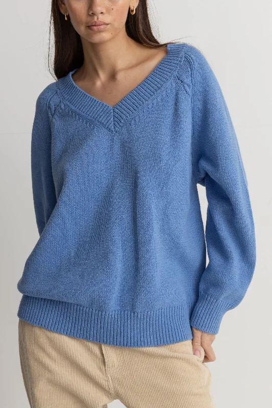 Moonstone Oversized V Neck Blue