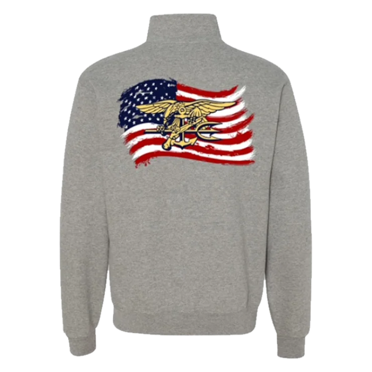 Trident Flag Quarter Zip Cadet Collar Sweatshirt