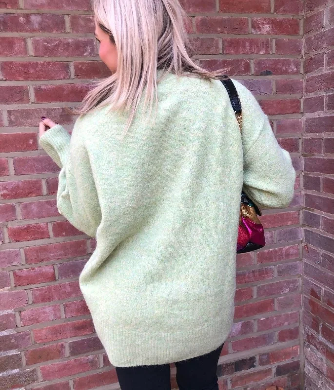 Green Textured Relaxed Fit Jumper