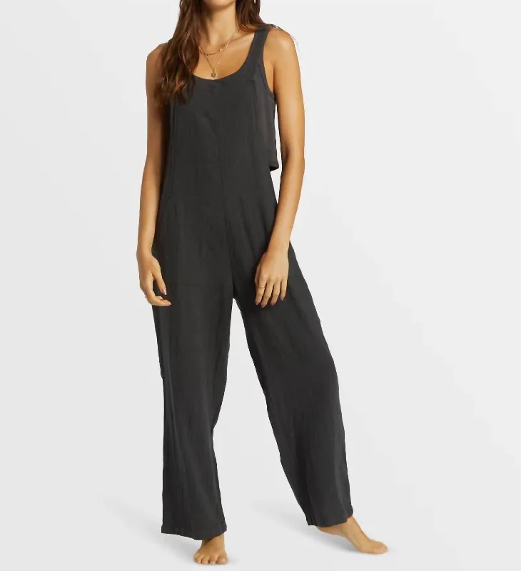 Pacific Time Jumpsuit In Black Sands