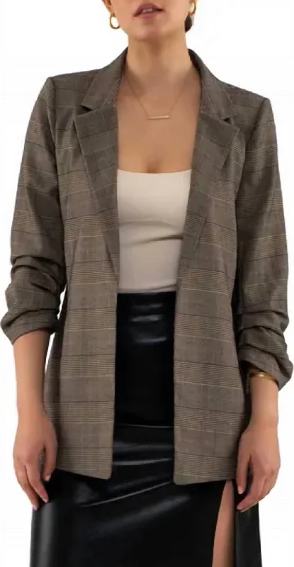 Plaid Blazer In Brown