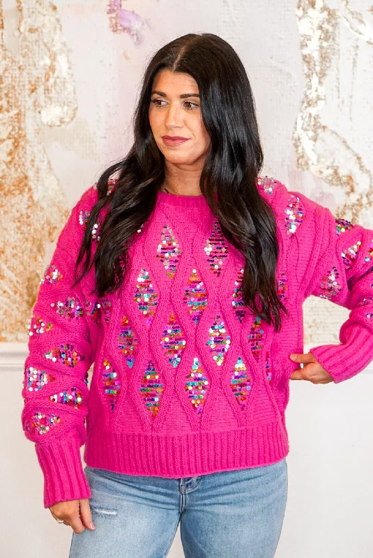 Sequined Hot Pink Sweater