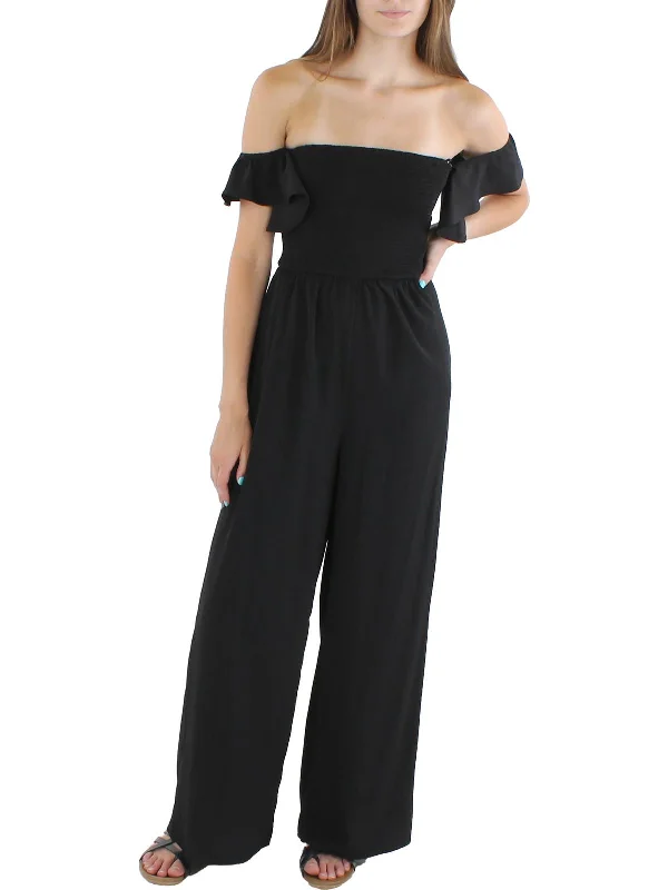 Womens Rouched Wide Leg Jumpsuit