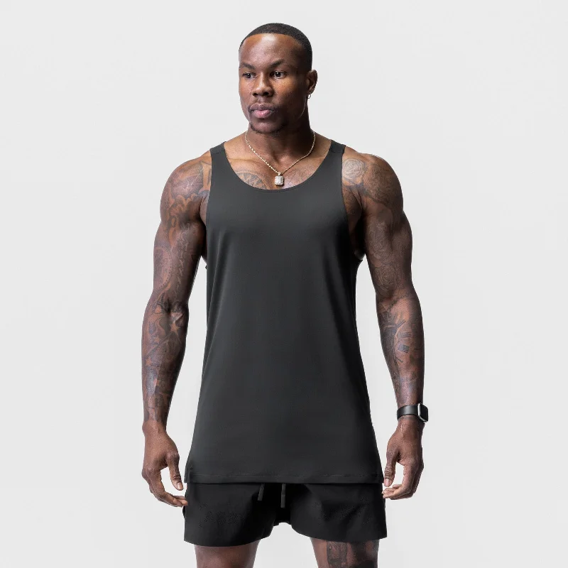 0728. Core Mesh Back Extended Tank - Black