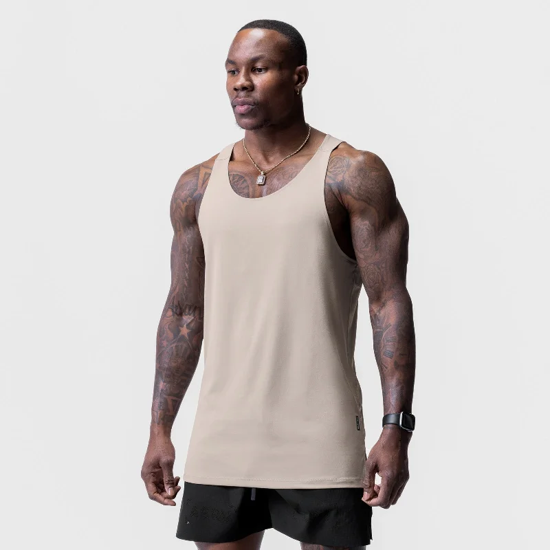 0728. Core Mesh Back Extended Tank - Chai