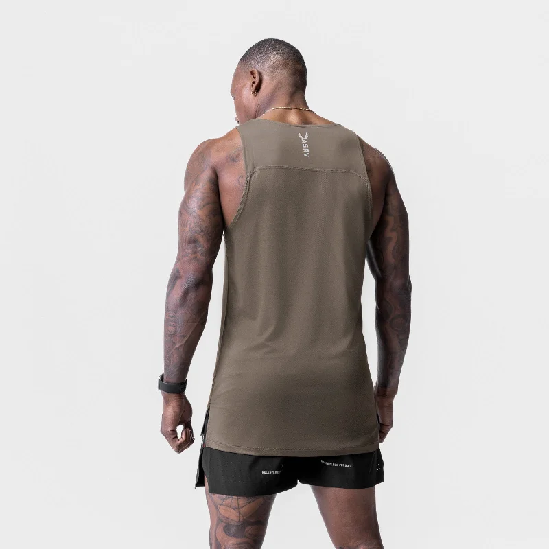 0728. Core Mesh Back Extended Tank - Deep Taupe