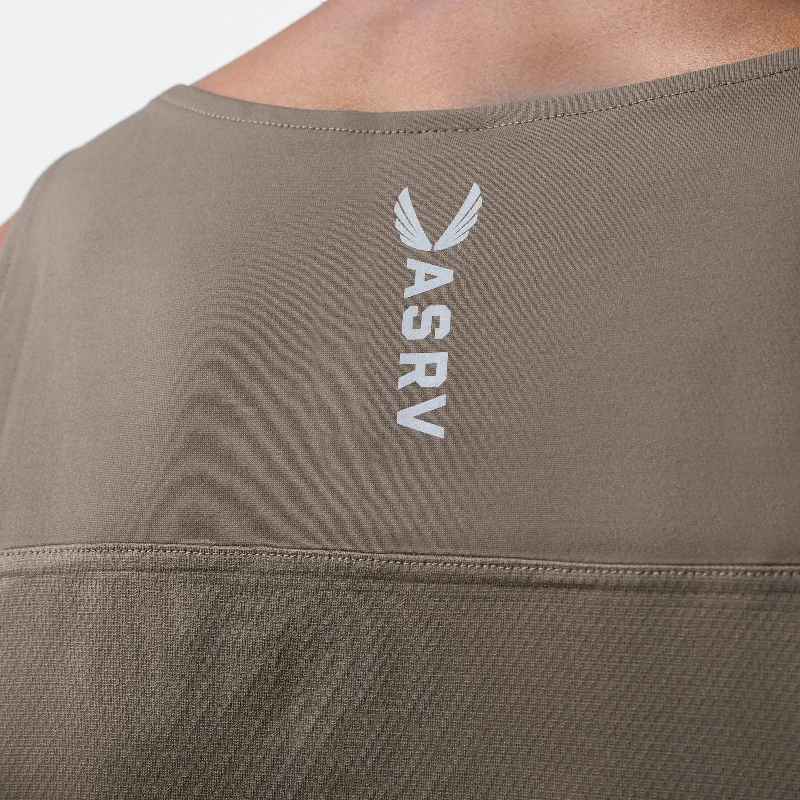 0728. Core Mesh Back Extended Tank - Deep Taupe