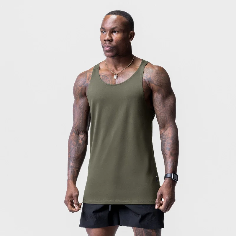 0728. Core Mesh Back Extended Tank - Olive