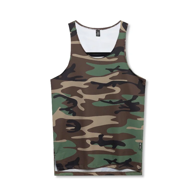 0728. Core Mesh Back Extended Tank - Woodland Camo