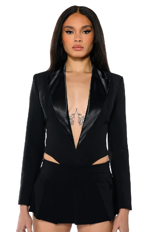 AWARD ME V NECK BLAZER BODYSUIT