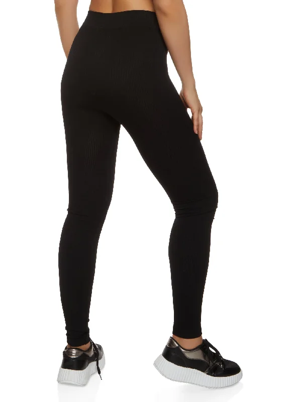 Seamless Rib Knit High Waist Leggings