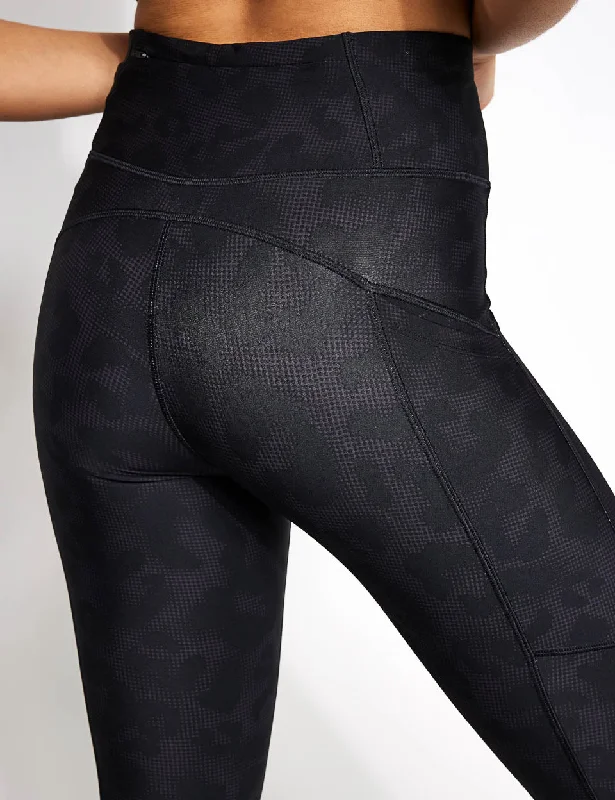 Go Move Printed High Waisted Gym Leggings - Mono Animal Black Mix