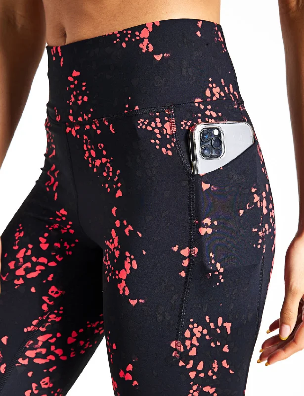 Go Train Printed High Waisted Gym Leggings - Red Mix