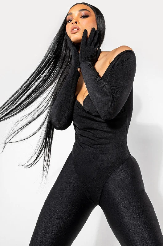 KIM V NECK GLOVED LONG SLEEVE BODYSUIT