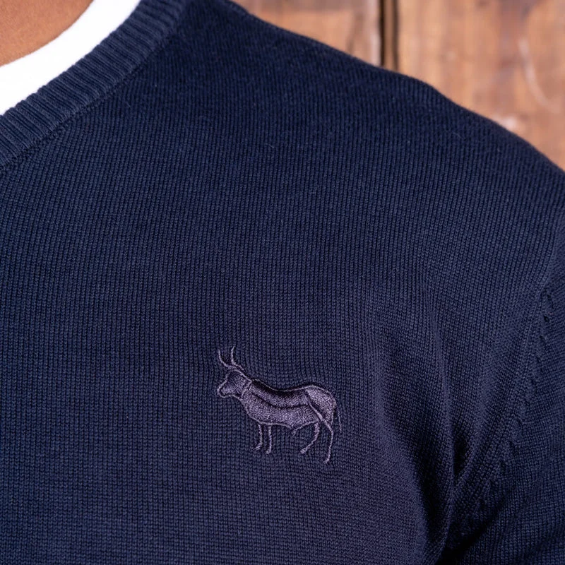 Midlands Tipped V-Neck Pullover Midnight