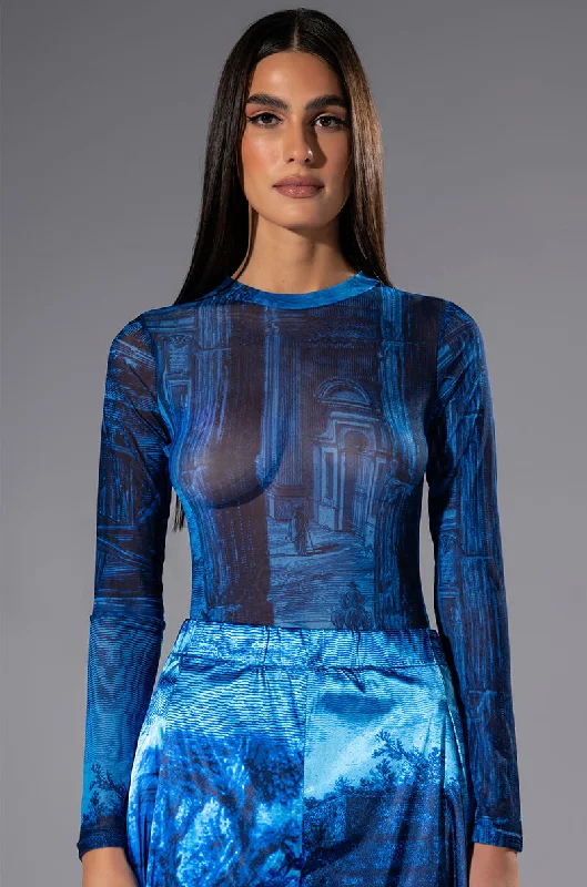 PARADISE LONG SLEEVE ABSTRACT BODY SUIT